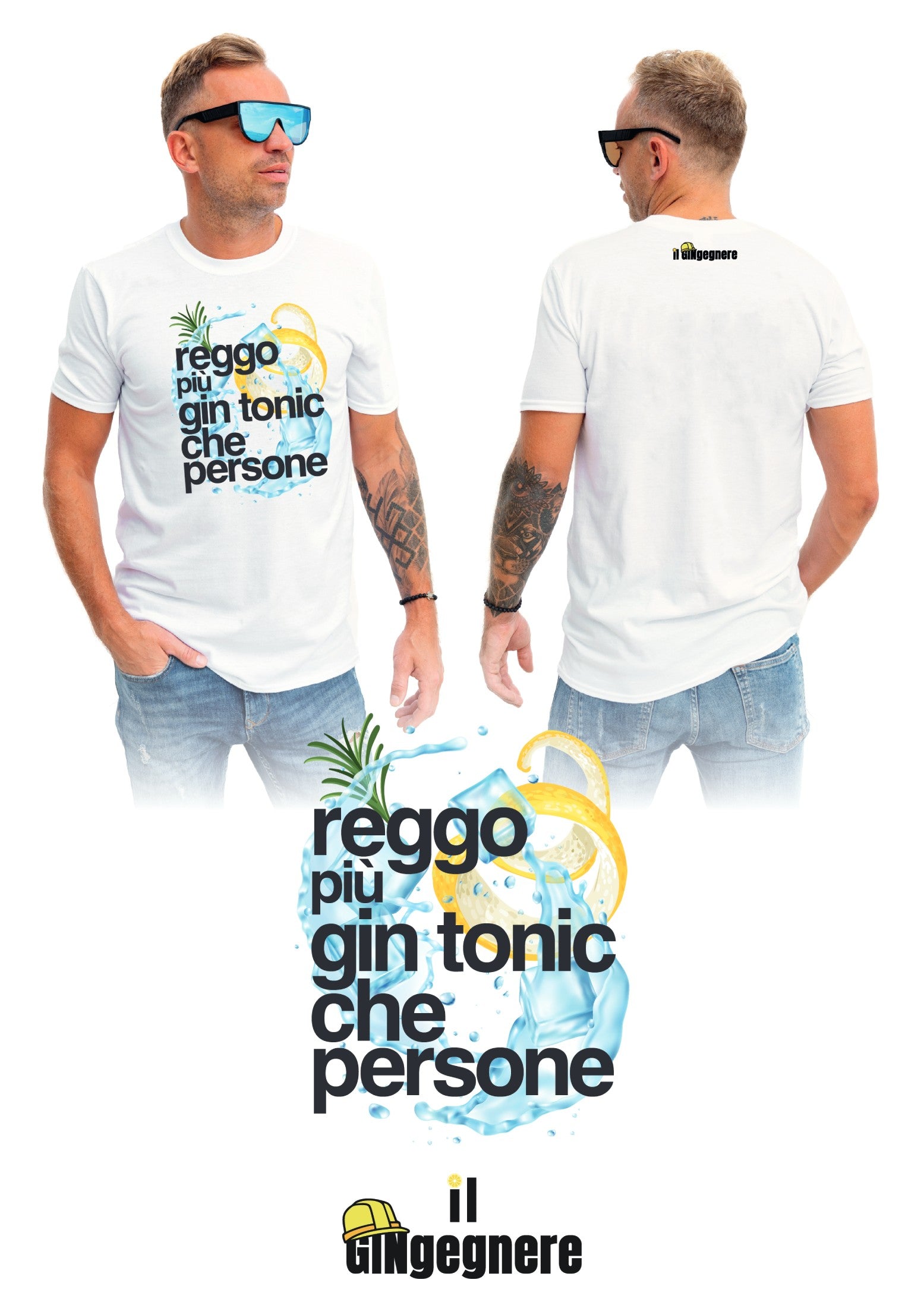 Reggo più gin tonic che persone - T-shirt con disegno