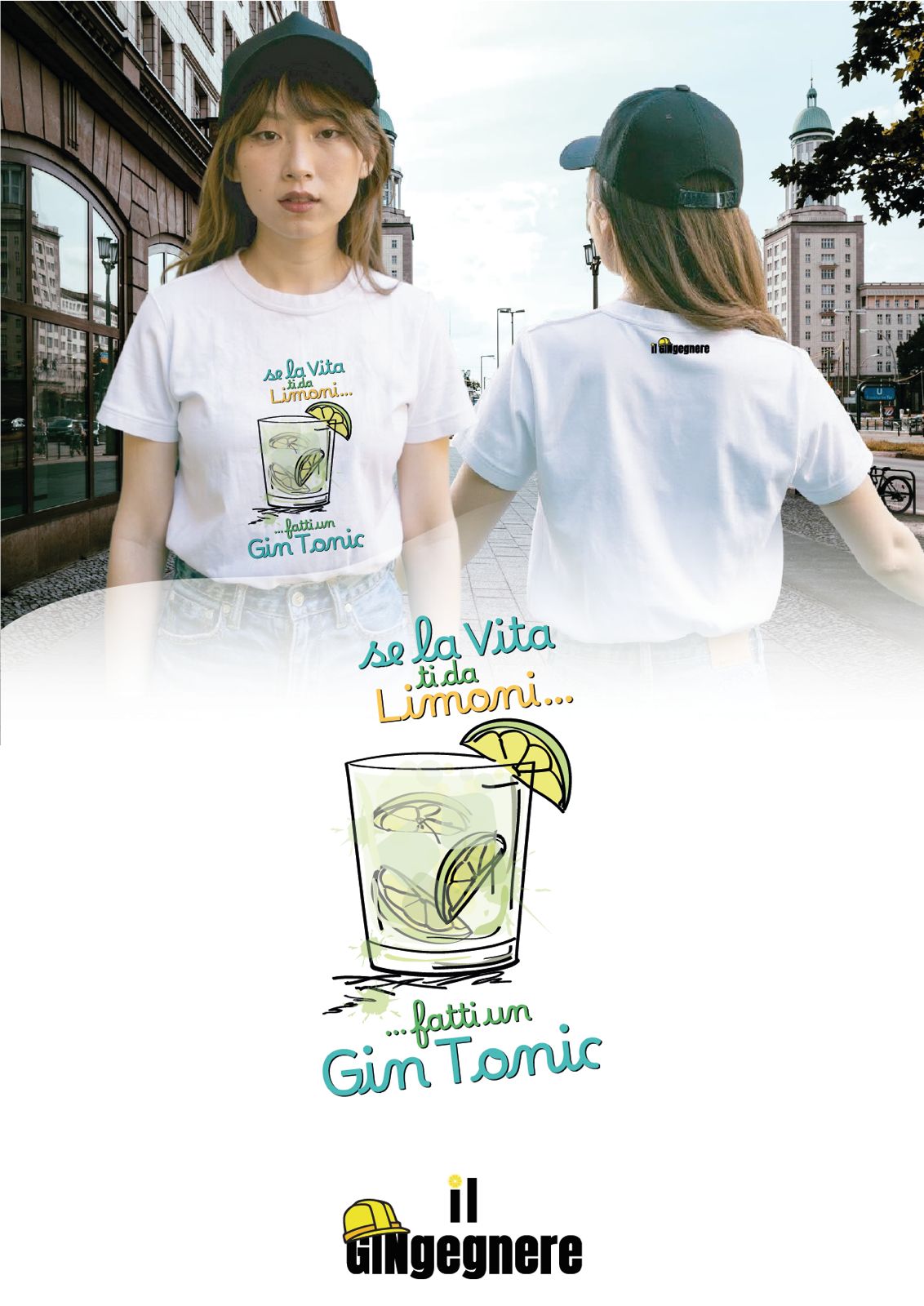 Se la vita ti da limoni, fatti un Gin Tonic - T-shirt con disegno centrale