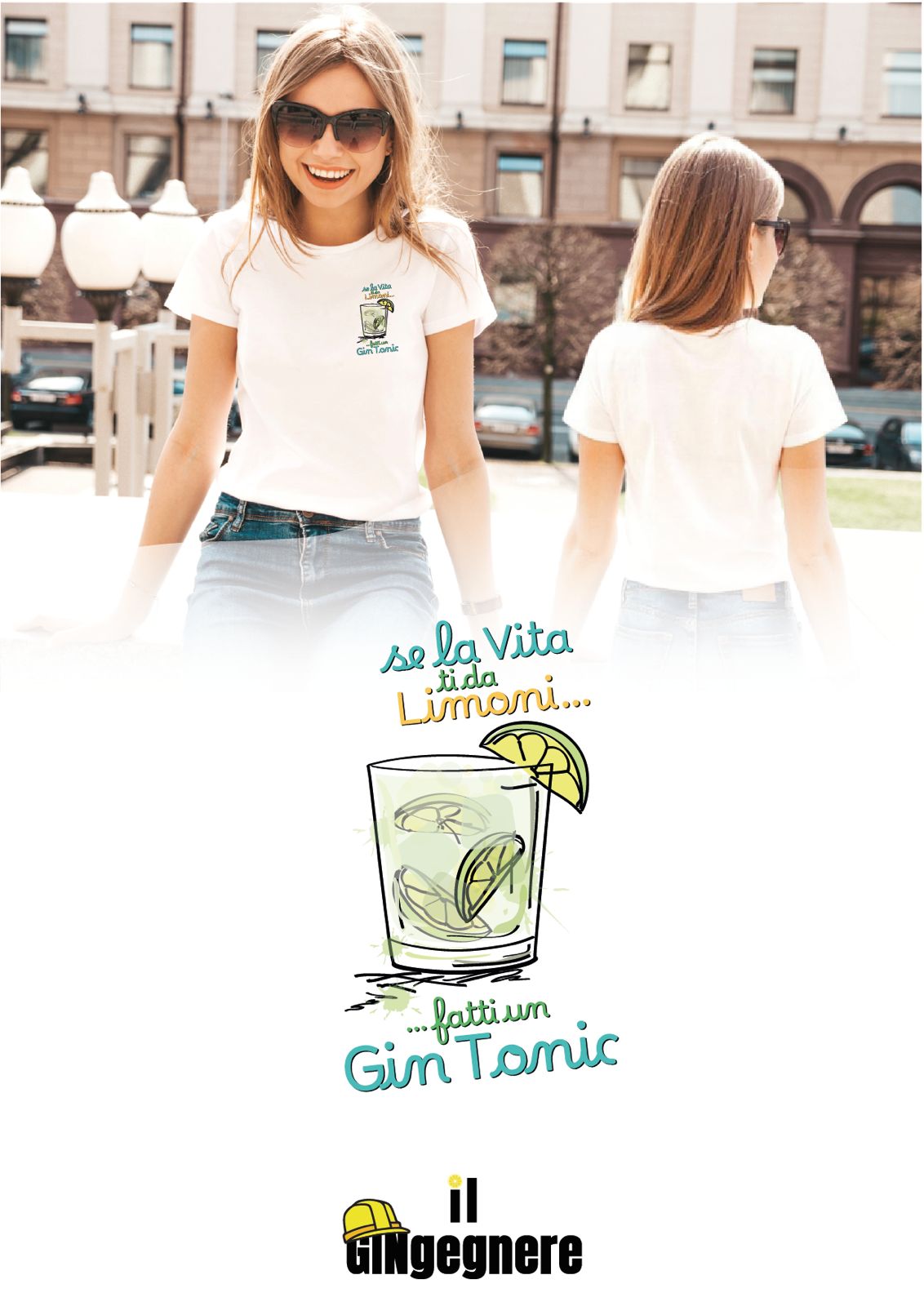 Se la vita ti da limoni, fatti un Gin Tonic - T-shirt con disegno laterale